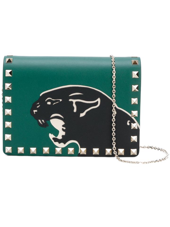Valentino - Valentino Garavani Rockstud Panther Crossbody Bag - Women - Calf Leather/metal - One Size, Green, Calf Leather/metal
