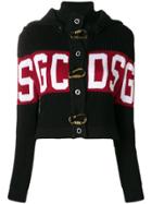 Gcds Contrast Logo Cardigan - Black