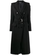 Elisabetta Franchi Fitted Belted Coat - Black