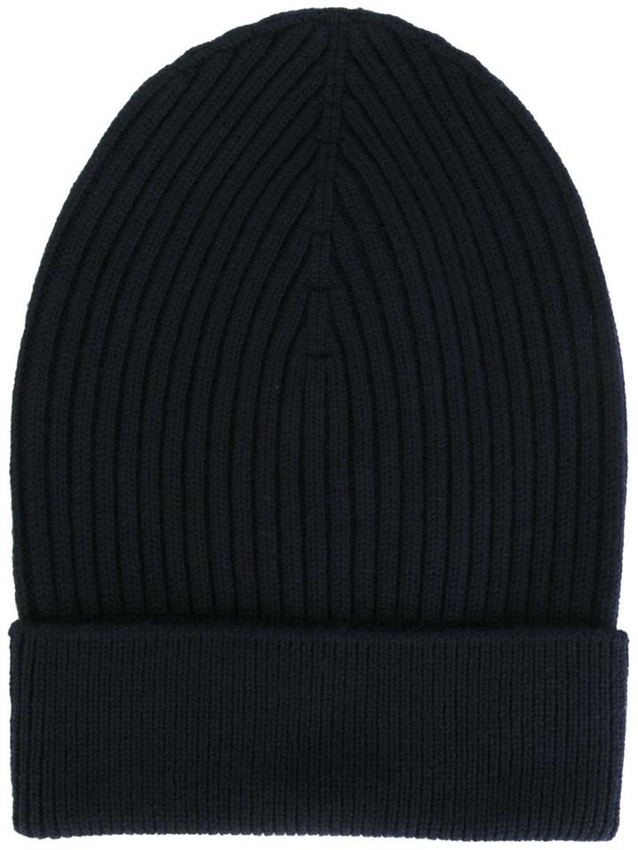 Dolce & Gabbana Ribbed Beanie, Men's, Blue, Virgin Wool