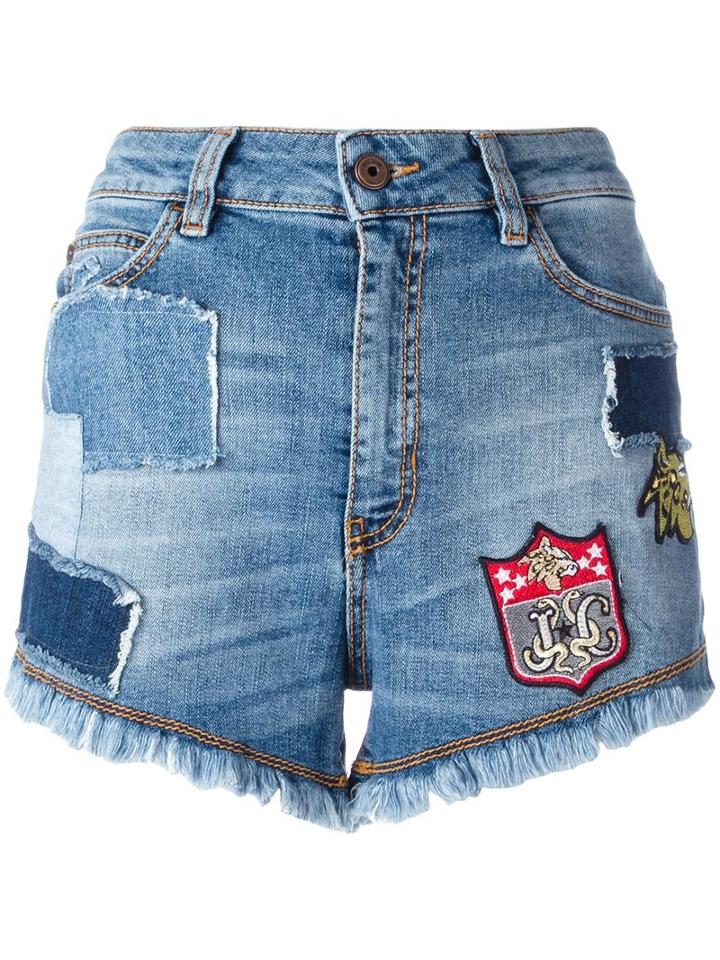 Patches Denim Shorts, Women's, Size: 25, Blue, Cotton/spandex/elastane/metallic Fibre, Just Cavalli