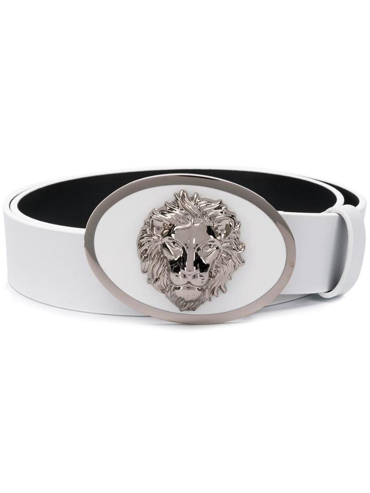 Versus Lion Head Logo Buckle - White