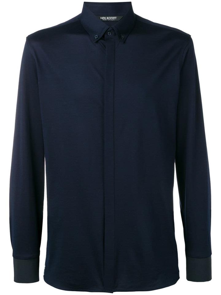 Neil Barrett Concealed Button Formal Shirt - Blue