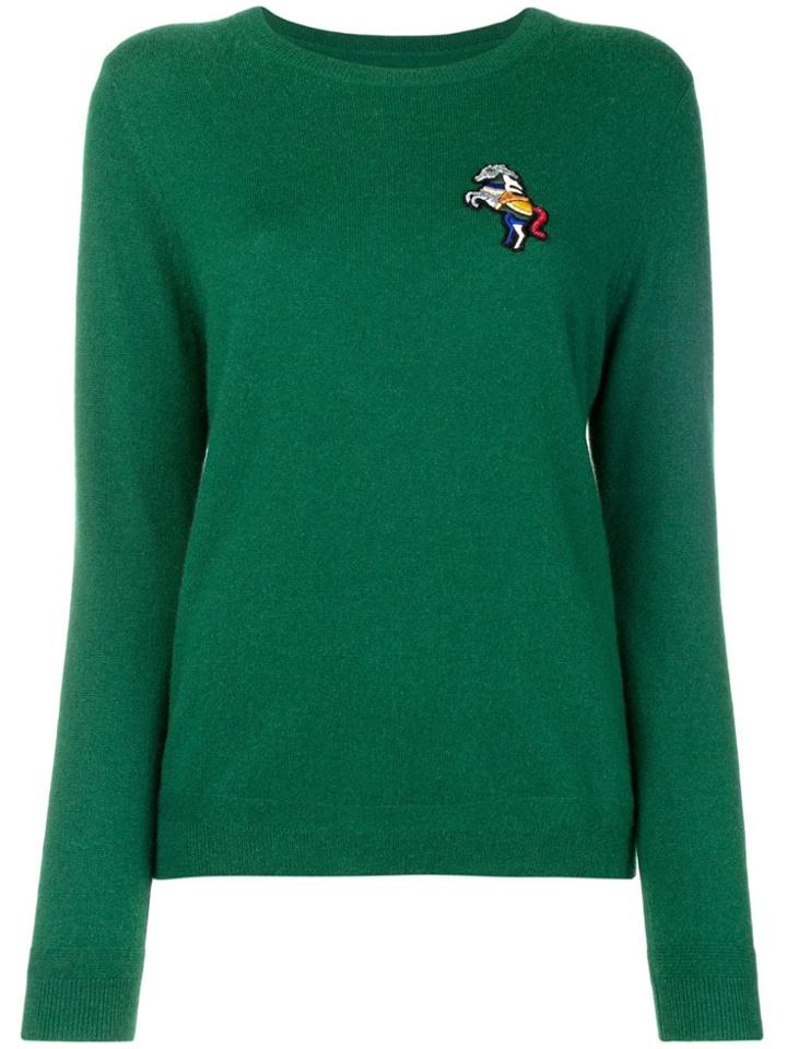 Chinti & Parker Embroidered Fitted Sweater - Green