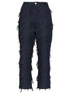 Xu Zhi Straight Leg Denim Jacquard Trousers - Blue