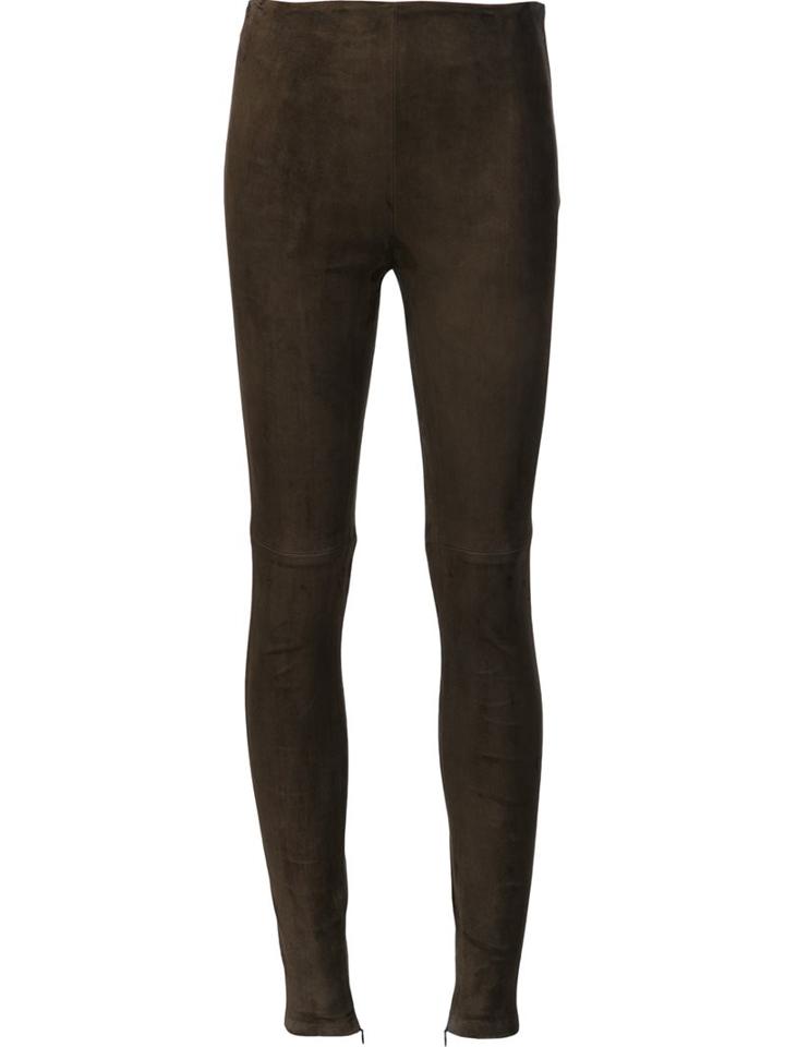 Ralph Lauren Suede Skinny Trousers, Women's, Size: 10, Brown, Suede