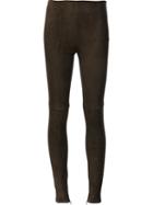 Ralph Lauren Suede Skinny Trousers, Women's, Size: 10, Brown, Suede