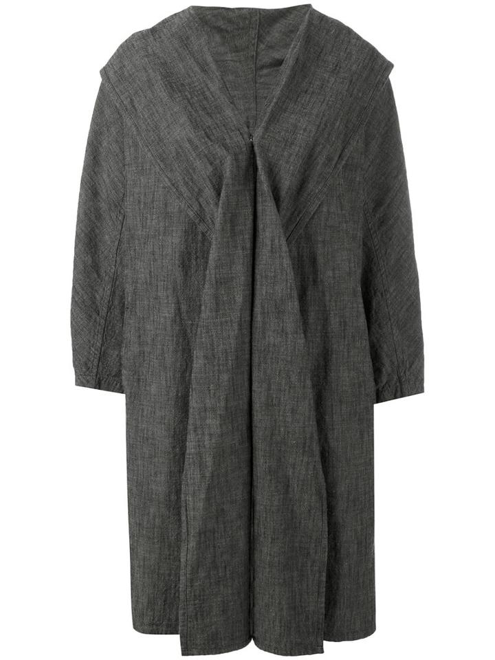 Y's - Shawl Lapel Loose-fit Coat - Women - Cotton - 2, Women's, Grey, Cotton