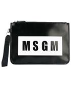 Msgm - Logo Pouch - Women - Calf Leather/pvc - One Size, Black, Calf Leather/pvc