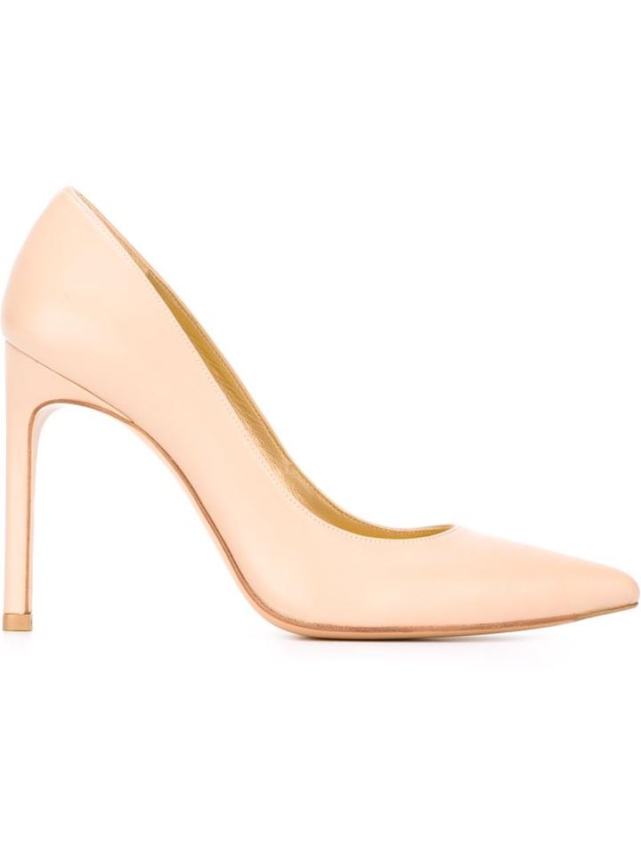 Stuart Weitzman Pointed Toe Pumps, Women's, Size: 40, Nude/neutrals, Leather