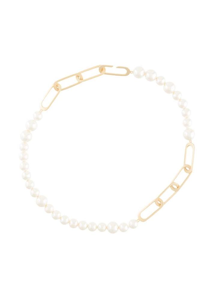 Tani By Minetani Chain And Pearl Necklace - White