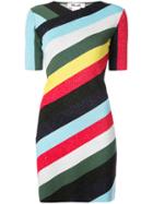 Dvf Diane Von Furstenberg V-neck Metallic Striped Dress - Multicolour