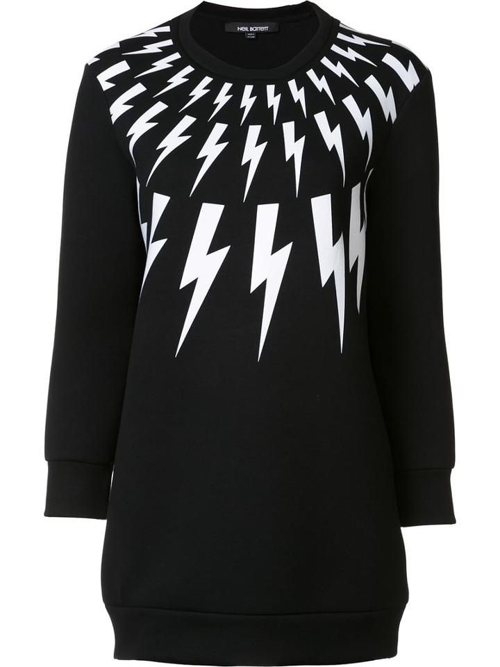 Neil Barrett Lightning Bolt Print Sweatshirt, Women's, Size: Small, Black, Cotton/lyocell
