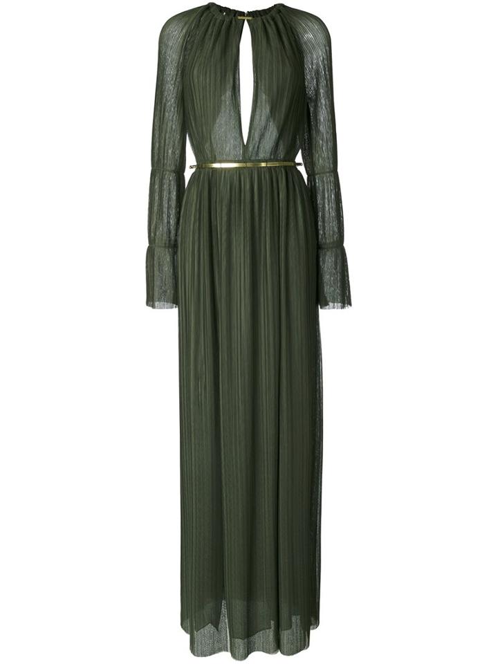 Jay Ahr Gold-tone Detail Longsleeved Dress, Women's, Size: 34, Green, Polyester