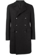 Tagliatore Checked Double Breasted Coat, Men's, Size: 48, Brown, Virgin Wool/polyamide/cupro