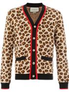 Gucci Leopard Print Cardigan - Nude & Neutrals