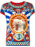 Dolce & Gabbana Carretto Siciliano Print T-shirt, Women's, Size: 44, Silk/spandex/elastane/cotton