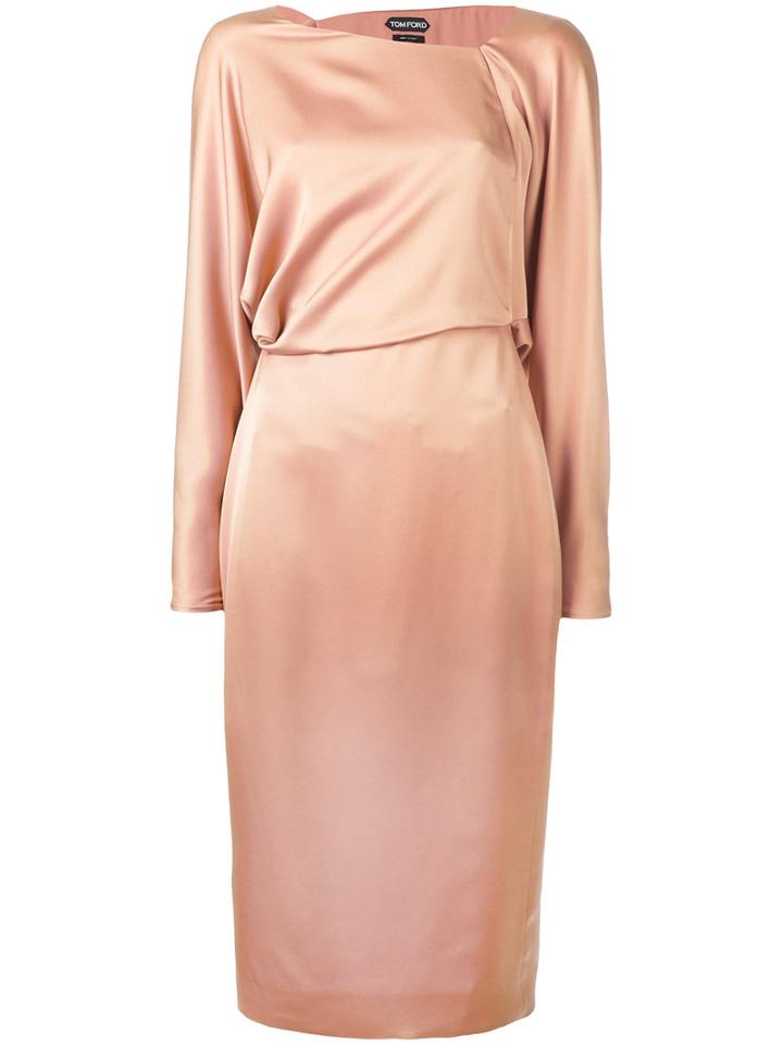 Tom Ford Asymmetric Neckline Dress, Women's, Size: 40, Yellow/orange, Silk