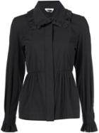Fendi Ruffled Collar Shirt, Women's, Size: 44, Black, Cotton