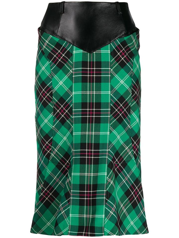 Marine Serre Combined Check-print Skirt - Green
