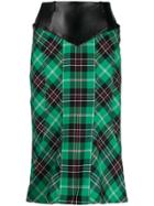 Marine Serre Combined Check-print Skirt - Green