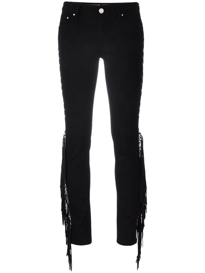 Don't Cry Fringed Skinny Trousers, Women's, Size: 30, Black, Cotton/polyamide/spandex/elastane