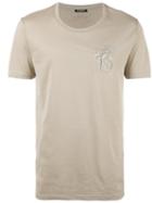 Balmain Embroidered Lion T-shirt, Men's, Size: Medium, Beige, Cotton