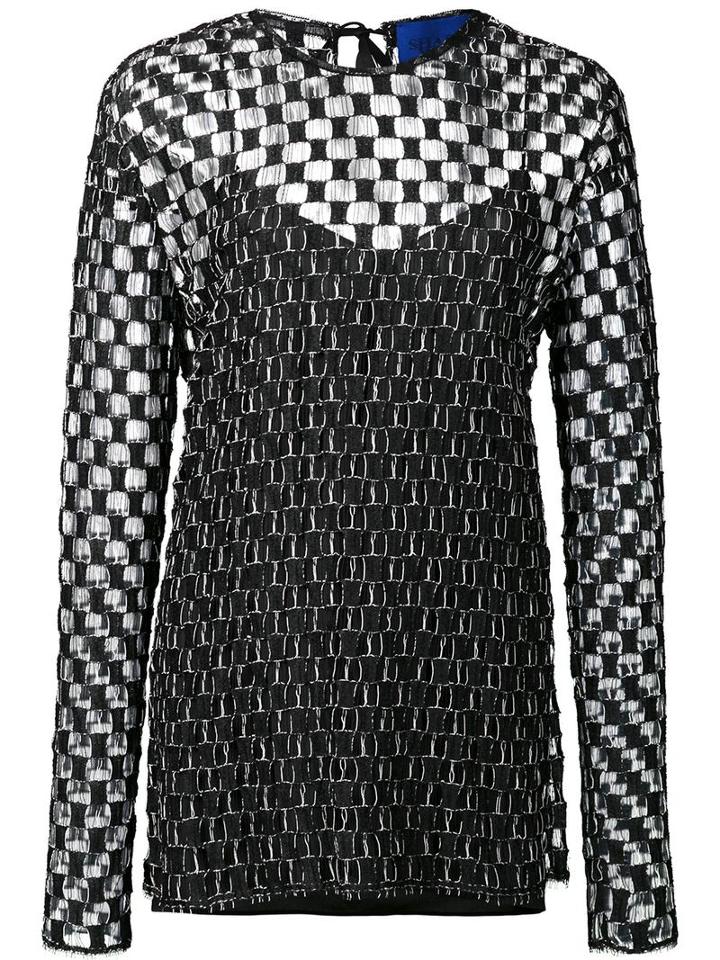 Sharon Wauchob Checked Transparent Blouse, Women's, Size: 40, Black, Polyester