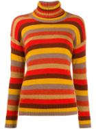 Drumohr Striped Turtleneck Sweater - Brown