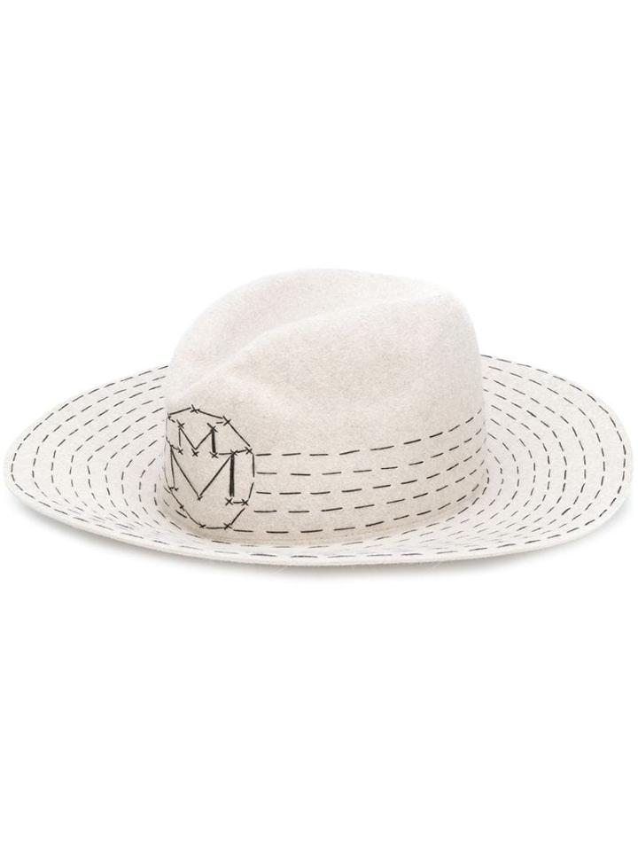 Maison Michel Embroidered Logo Hat - Neutrals