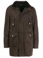 Eleventy Zipped Fitted Coat - Brown