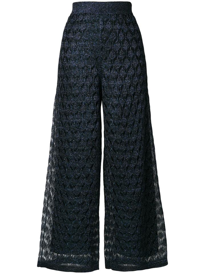 Missoni Pattern Design Flared Trousers - Blue
