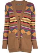 Alexa Chung Jacquard Knit Cardigan - Brown