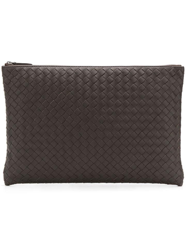 Bottega Veneta Billeto Clutch In Intrecciato Leather - Brown