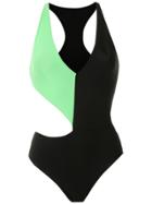 Gloria Coelho Two-tone Geometric Swimsuit - Black
