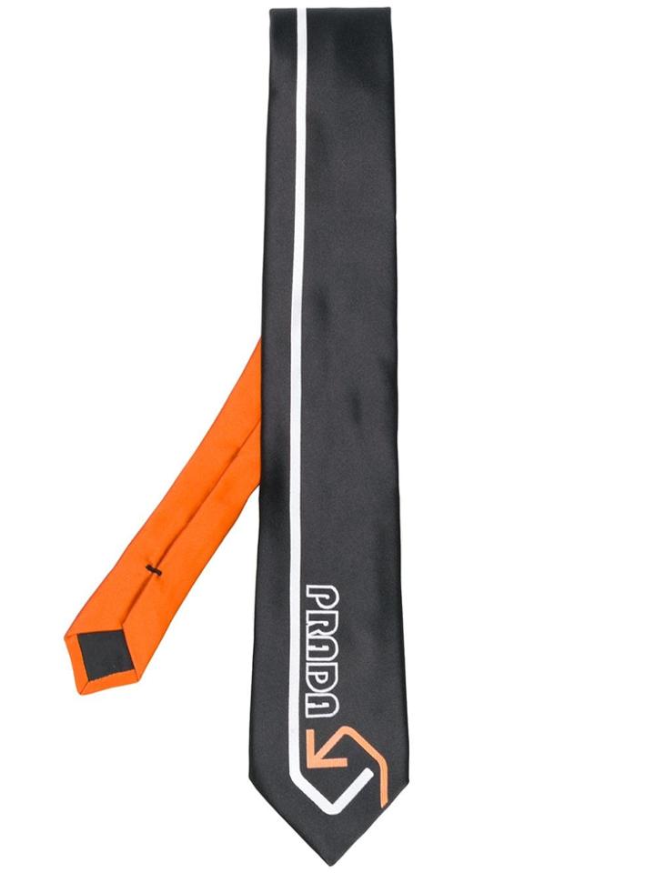 Prada Logo Design Tie - Black