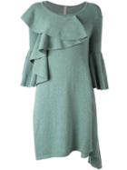 Antonio Marras Ruffle Front Knitted Dress, Women's, Size: Small, Green, Angora/wool