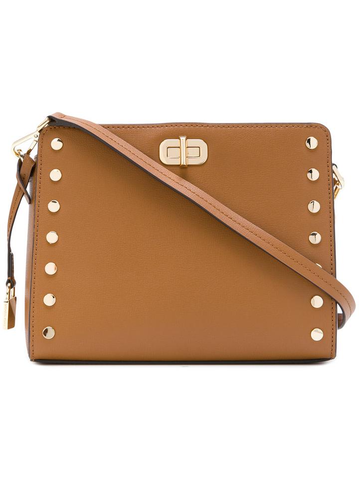 Michael Kors - Studded Shoulder Bag - Women - Leather - One Size, Brown, Leather