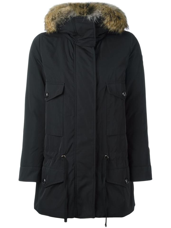 Moncler 'margarita' Parka Coat, Women's, Size: 2, Black, Cotton/feather Down/rabbit Fur/coyote Fur
