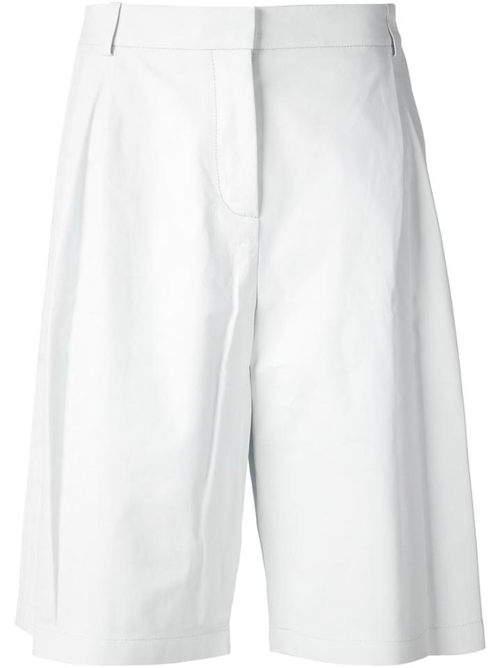 T By Alexander Wang Wide Leg Shorts, Women's, Size: 4, White, Lamb Skin/polyester