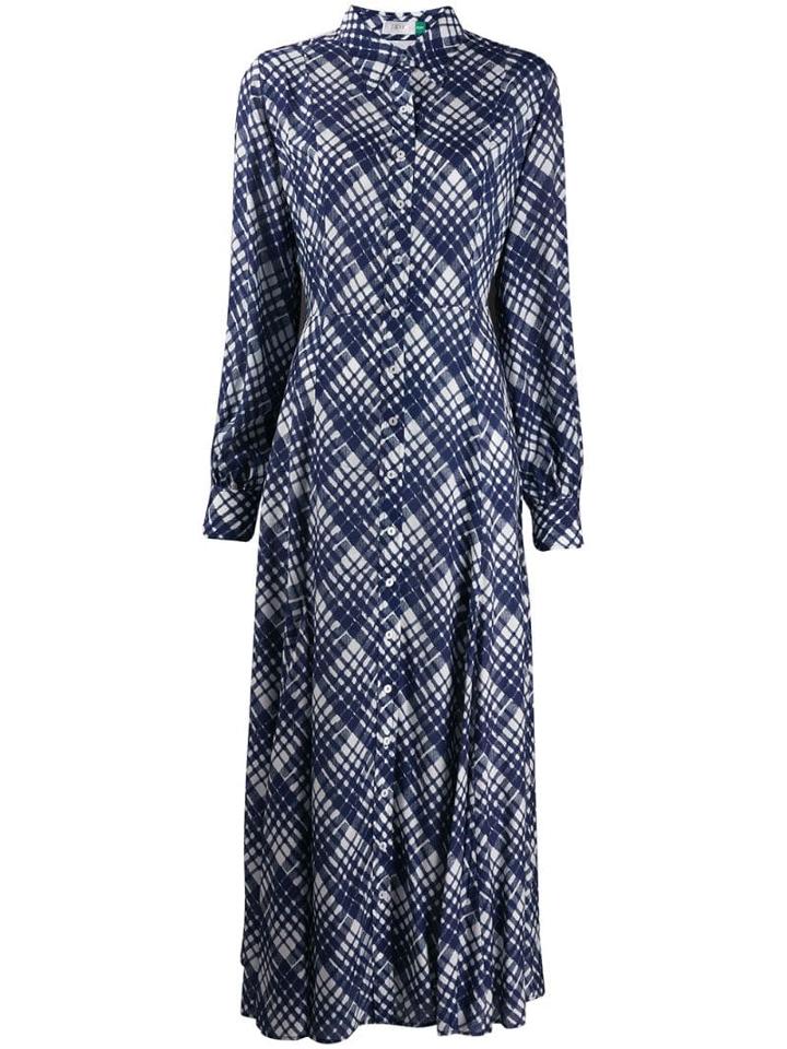 Rixo Plaid Print Shirt Dress - Blue