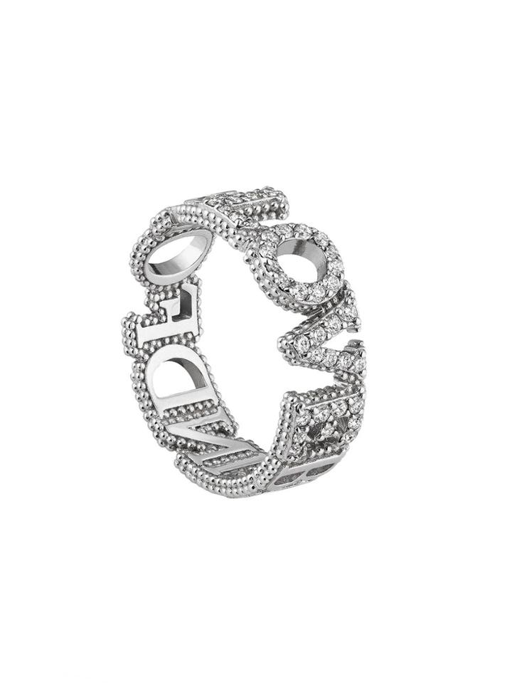 Gucci 18kt White Gold Blind For Love Diamond Band - Silver