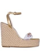 Sophia Webster Metallic Gold Dina 140 Leather Wedge Sandals