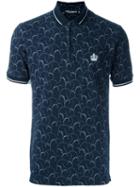 Dolce & Gabbana Floral Print Polo Shirt, Men's, Size: 50, Blue, Cotton