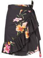 Etro Floral Print Wrap Skirt - Black