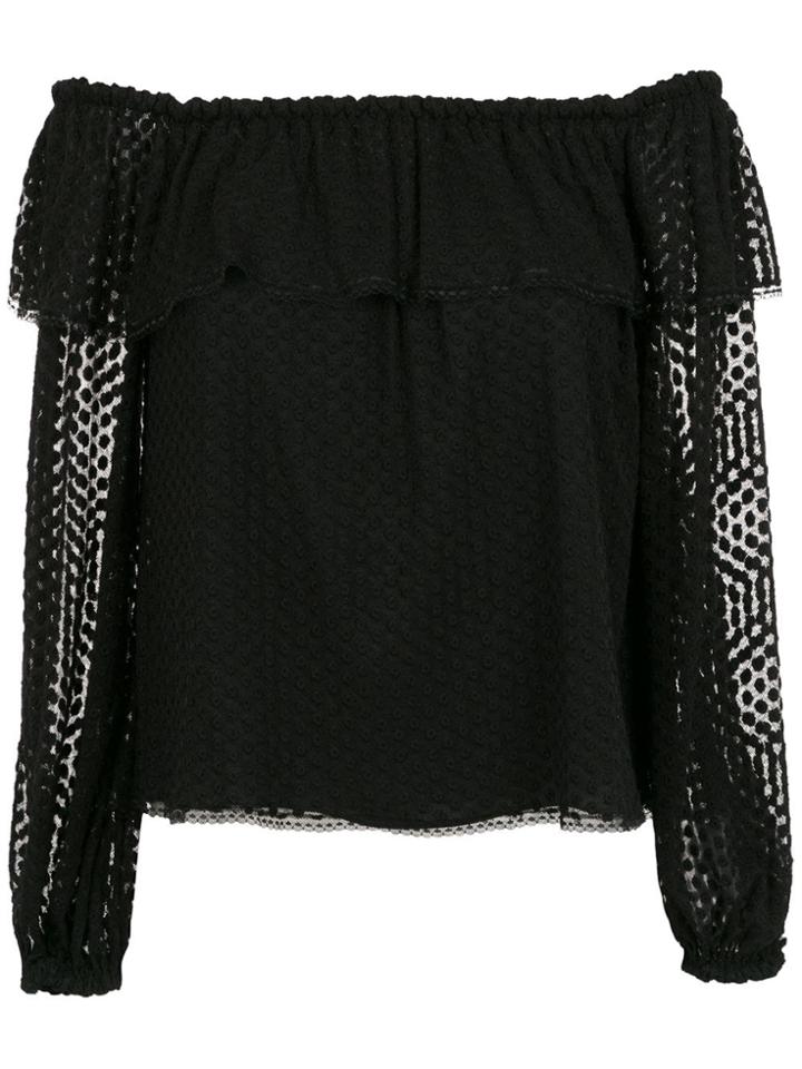 Nk Embroidered Off The Shoulder Blouse - Black