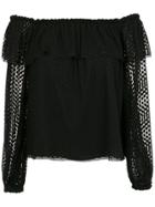 Nk Embroidered Off The Shoulder Blouse - Black