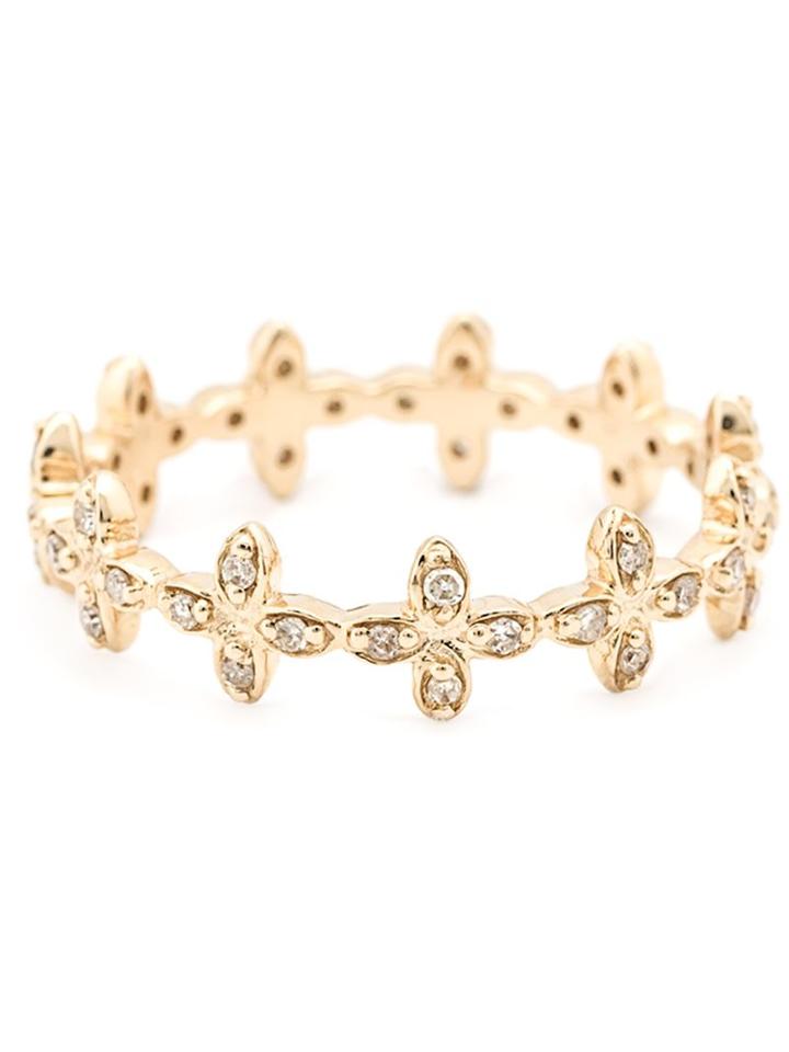 Mathilde Danglade Diamond Leaf Band Ring, Women's, Metallic, 14kt Gold/diamond