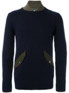 Sacai Two Tone Jumper, Men's, Size: Iii, Blue, Cotton/polyester/wool