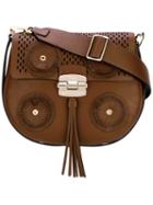 Furla - Circle Detail Shoulder Bag - Women - Calf Leather - One Size, Women's, Brown, Calf Leather
